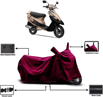 Amexride Two Wheeler Cover for TVS(Pep Plus BS6, Maroon)