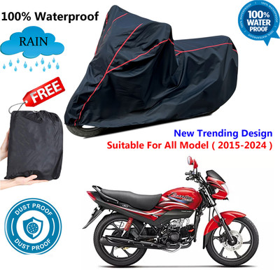 AUTOCAD Waterproof Two Wheeler Cover for Hero(Passion Plus, Black, Red)