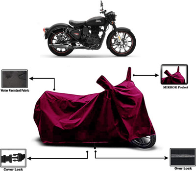 Amexride Two Wheeler Cover for Royal Enfield(Classic Stealth Black BS6, Maroon)