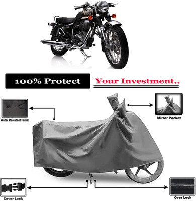 Amexride Two Wheeler Cover for Royal Enfield(Electra Delux, Grey)