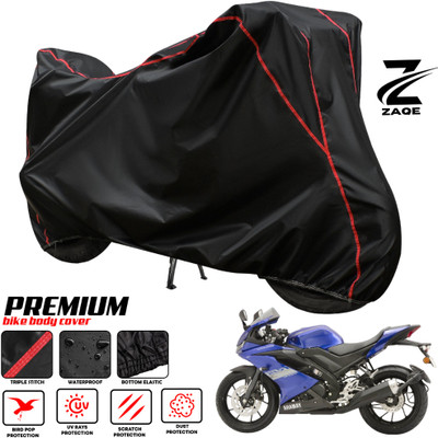ZAQE Two Wheeler Cover for Yamaha(R15S BS6, Black, Red)