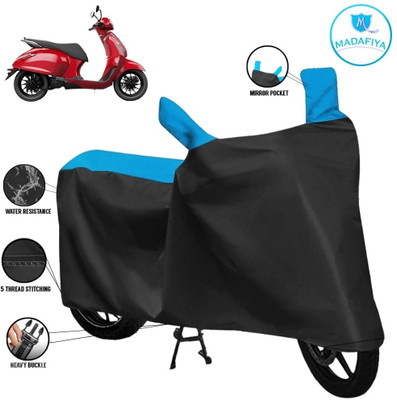 MADAFIYA Waterproof Two Wheeler Cover for Bajaj(Urbanite Chetak, Black, Blue)