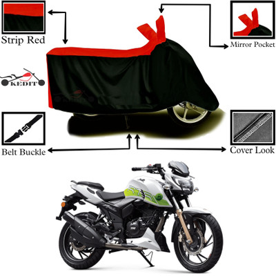 AASHTIK MART Two Wheeler Cover for TVS(Apache RTR 200 Fi E100, Red, Black)