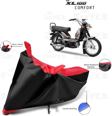 sowelar Waterproof Two Wheeler Cover for TVS(XL 100 Comfort BS6, Black, Red)