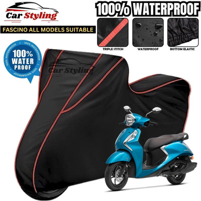 Car Styling Waterproof Two Wheeler Cover for Yamaha(Fascino, Black, Red)