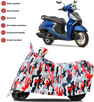 ANTHUB Waterproof Two Wheeler Cover for Yamaha(Fascino, Red, White)