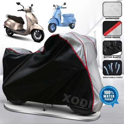 xodi Waterproof Two Wheeler Cover for Bajaj(Chetak, Silver, Black, Multicolor)