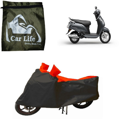 Car Life Waterproof Two Wheeler Cover for Suzuki(Access 125, Red, Black)