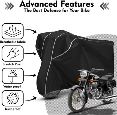 AutoGalaxy Waterproof Two Wheeler Cover for Royal Enfield(Bullet, Black, White)