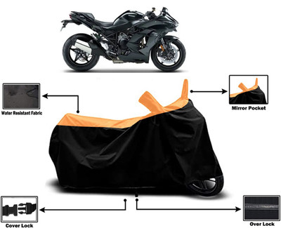 Amexride Two Wheeler Cover for Kawasaki(Ninja H2 SX BS6, Orange)