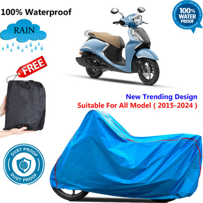OliverX Waterproof Two Wheeler Cover for Yamaha(Fascino 125 BS6, Blue)