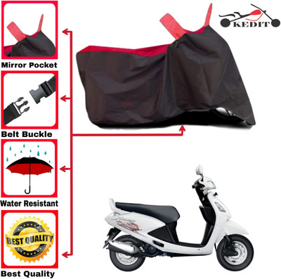 KEDIT Two Wheeler Cover for Hero(Pleasure+ 110, Red, Black)