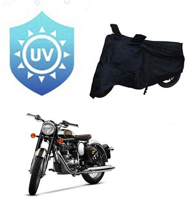 MMSSTAR Waterproof Two Wheeler Cover for Royal Enfield(Classic Chrome, Black)