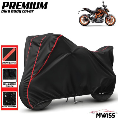 Mwiss Waterproof Two Wheeler Cover for KTM(200 Duke, Black, Red)