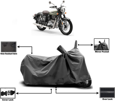 Amexride Two Wheeler Cover for Royal Enfield(Classic 350, Grey)