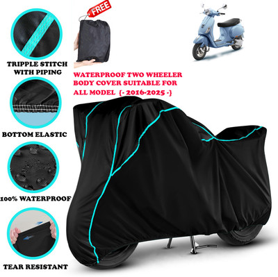 AutoGalaxy Waterproof Two Wheeler Cover for Vespa(ZX 125 BS6, Black)