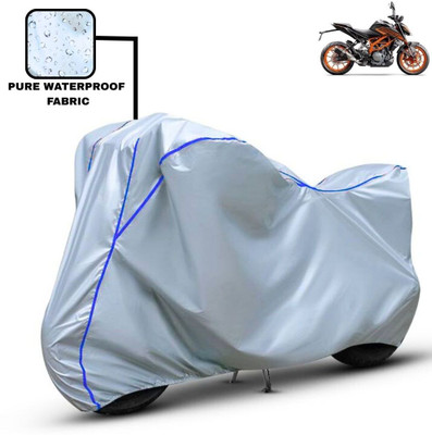 Delphinium Waterproof Two Wheeler Cover for KTM(250 Duke, Silver, Blue)