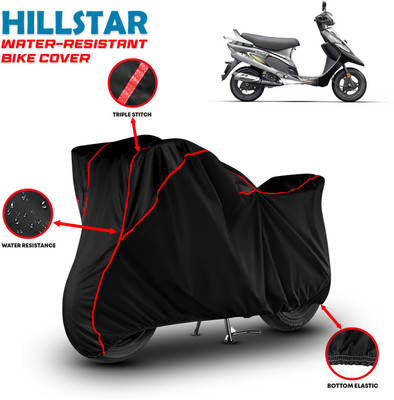 HILLSTAR Waterproof Two Wheeler Cover for TVS(Scooty Pep Plus, Black, Red)