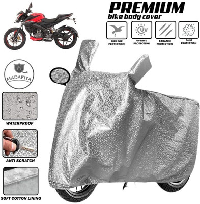 MADAFIYA Two Wheeler Cover for Bajaj(Pulsar 180NS, Silver)