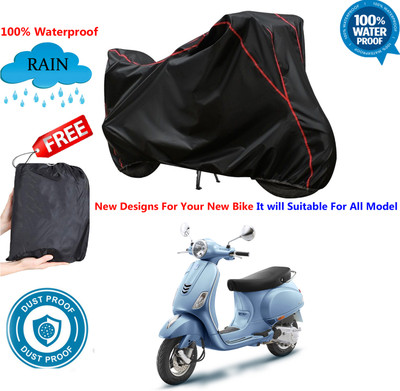 AutoGalaxy Waterproof Two Wheeler Cover for Vespa(ZX 125 BS6, Black)