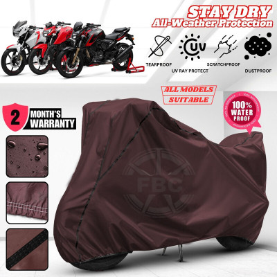 AUTOCAD Waterproof Two Wheeler Cover for TVS(Apache, Maroon, Black)