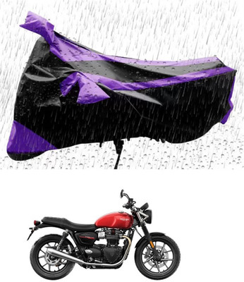 RONISH Waterproof Two Wheeler Cover for Triumph(Street Twin, Purple, Black)