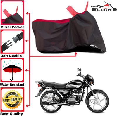 KEDIT Two Wheeler Cover for Hero(Splendor Plus, Red, Black)