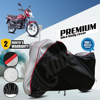 xodi Waterproof Two Wheeler Cover for Bajaj(Platina, Black, Silver)