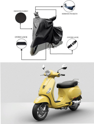 RAQTRO Waterproof Two Wheeler Cover for Vespa(Vespa VXL 125, Black)