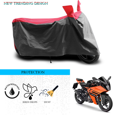 ANTHUB Waterproof Two Wheeler Cover for KTM(RC 125, Grey, Red)