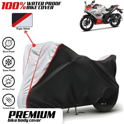 Mwiss Waterproof Two Wheeler Cover for Suzuki(Gixxer SF, Black, Silver)