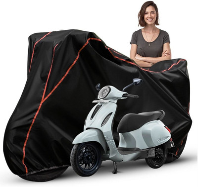 Car Styling Waterproof Two Wheeler Cover for Bajaj(Chetak, Black, Red, Multicolor)