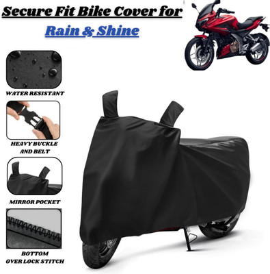 Delphinium Waterproof Two Wheeler Cover for Bajaj(Pulsar 250, Black)