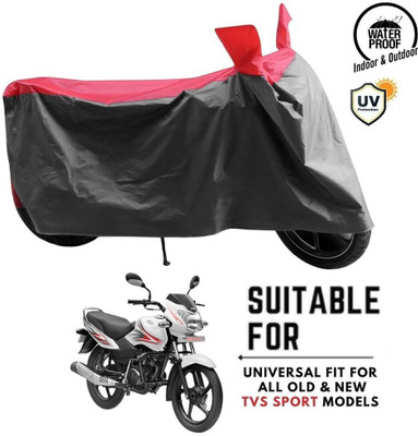 ZAQE Waterproof Two Wheeler Cover for TVS(Sport, Grey, Red)
