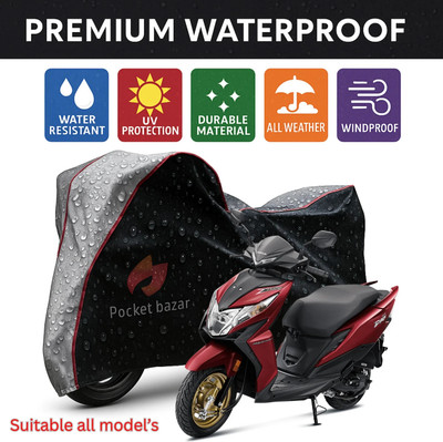 pocket bazar Waterproof Two Wheeler Cover for Honda(Dio, Black, Silver)