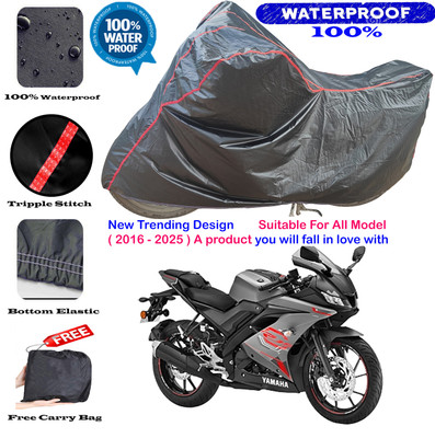 AutoGalaxy Waterproof Two Wheeler Cover for Yamaha(YZF R15 V3.0, Black, Red)
