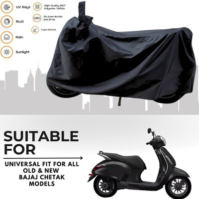 MADAFIYA Two Wheeler Cover for Bajaj(New Chetak, Black)