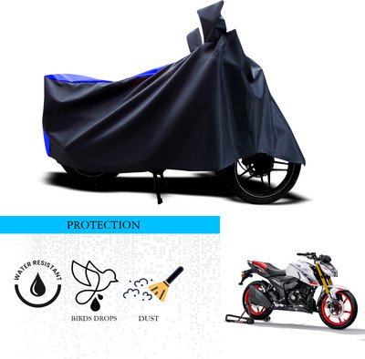 ANTHUB Waterproof Two Wheeler Cover for TVS(Apache RTR 160 4V, Black, Blue)