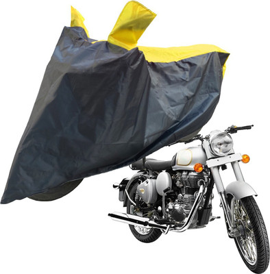 RiderShine Two Wheeler Cover for Royal Enfield(Classic 350, Black, Yellow)