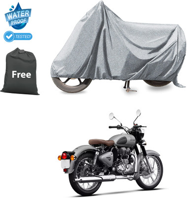 PAGORA Waterproof Two Wheeler Cover for Royal Enfield(Classic Gunmetal, Silver)