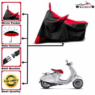 KEDIT Two Wheeler Cover for Piaggio(Vespa LX, Red, Black)