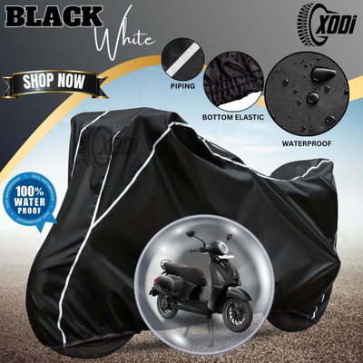 xodi Waterproof Two Wheeler Cover for Bajaj(Chetak, Black, White)