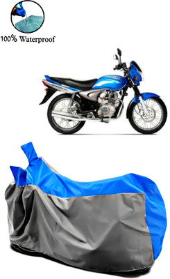 Autolfy Waterproof Two Wheeler Cover for Bajaj(Wind 125, Grey, Blue)