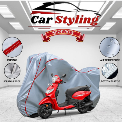 Car Styling Waterproof Two Wheeler Cover for Hero(Pleasure Plus, Silver, Red)