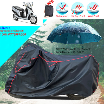 OliverX Waterproof Two Wheeler Cover for Hero(Leap Hybrid SES BS6, Black)