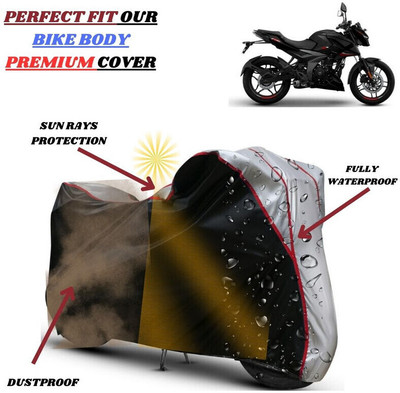 kerwa Waterproof Two Wheeler Cover for Bajaj(Pulsar N160, Black, Silver)