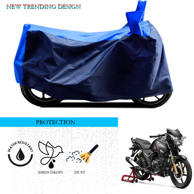ANTHUB Waterproof Two Wheeler Cover for TVS(Apache 150, Black, Blue)
