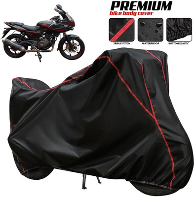AutoGalaxy Waterproof Two Wheeler Cover for Bajaj(Pulsar 220 BS6, Black, Red, Multicolor)