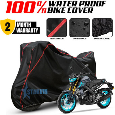 Starvin Waterproof Two Wheeler Cover for Yamaha(MT 15 New BS6, Black, Red)