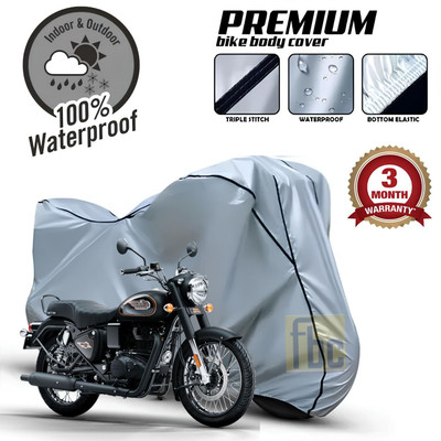 FBC Waterproof Two Wheeler Cover for Royal Enfield(Bullet 350, Silver)